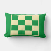 バターミルク市松模様にデザインオン緑 ランバークッション (正面)