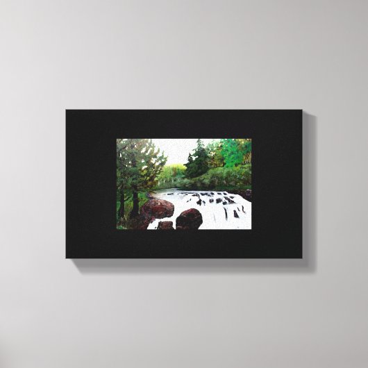 バターミルク滝イン黒 キャンバスプリント (正面)