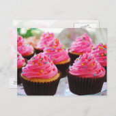 バターミルク紙吹雪カップケーキとピンクつや消し ポストカード (正面/裏面)