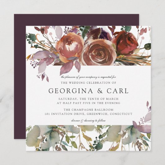 バターミ & プラム 結婚式招待状 | スクエア1 招待状 (正面/裏面)