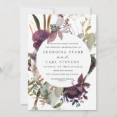 バタームアンドプラムボタニカル結婚式招待状 招待状 (正面)