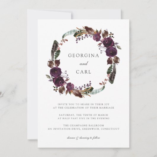 バターム&プラムリース結婚式招待状 招待状 (正面)