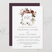 バターム&プラム結婚式招待状モノグラム 招待状 (正面/裏面)