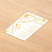 バターモダンイエローフローラエレガントな結婚式 アクリル招待状 (レイダウン)