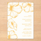 バターモダンイエローフローラエレガントな結婚式 アクリル招待状 (正面)