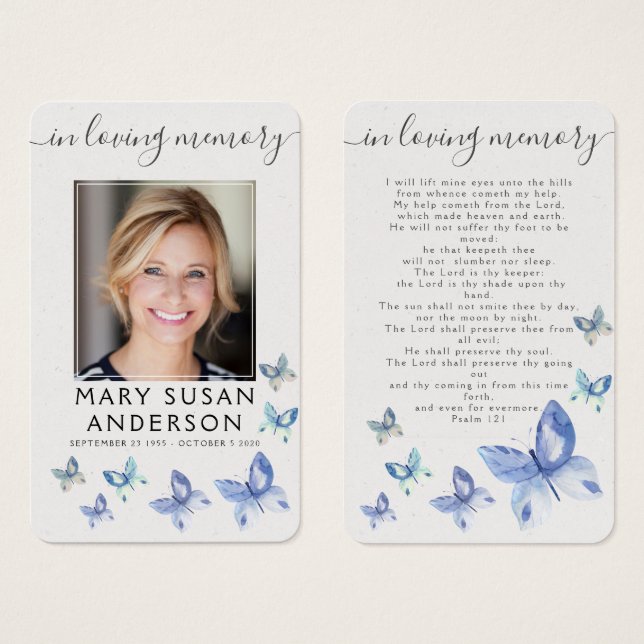 バターライフル写真葬儀記念祈りの言葉カード (正面&裏面)