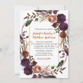 バターラムラストダークパープルバラリース結婚ズ 招待状 (正面)