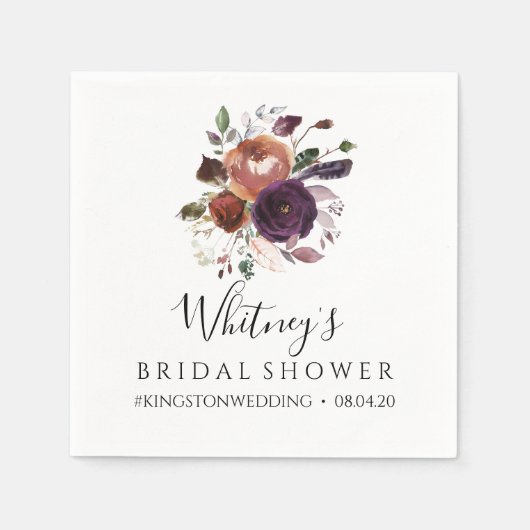 バターラム&プラムブライダルシャワーナプキンス スタンダードカクテルナプキン (正面)