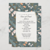 バターリーとワイルドフラワーデザインの誓いの更新 招待状 (正面/裏面)