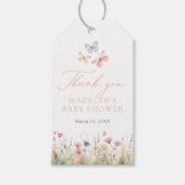 バターリーワイルドフラワーベビーシャワーメッセージカード ギフトタグ (正面)