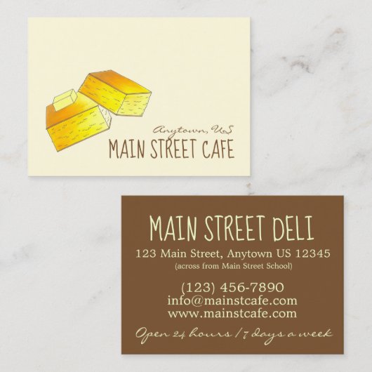 バター付きコーンブレッド南部ソウルフードスプーンパン 名刺 (正面/裏面)