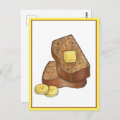 バター付きバナナブレッドローフスライスイラストレーション ポストカード (正面/裏面)