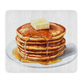 バター付きパンケーキの水彩積層体 カッティングボード
