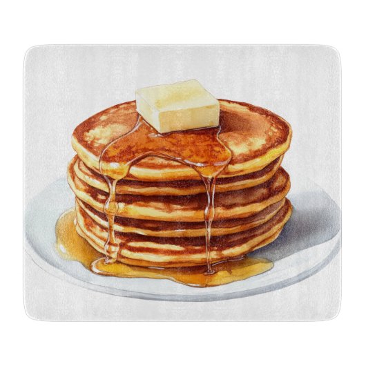 バター付きパンケーキの水彩積層体 カッティングボード (正面)