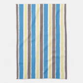 バター付きポップコーンコーヒーブラウンソニックブルーストライプズ キッチンタオル (縦)