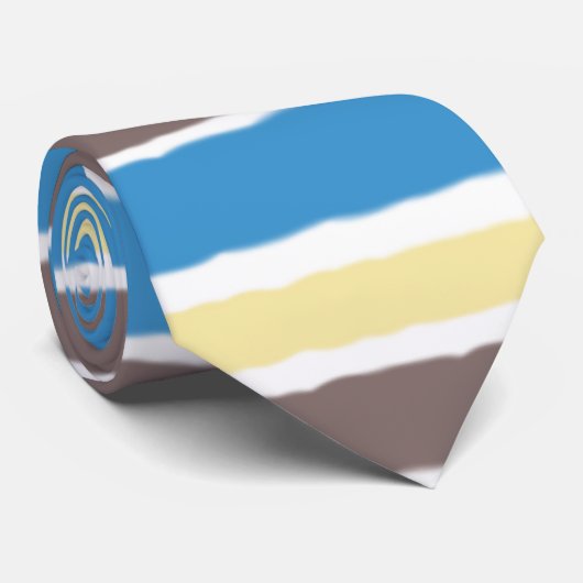 バター付きポップコーンコーヒーブラウンソニックブルーストライプズ ネクタイ (ロール)