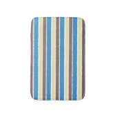 バター付きポップコーンコーヒーブラウンソニックブルーストライプズ バスマット (正面縦)