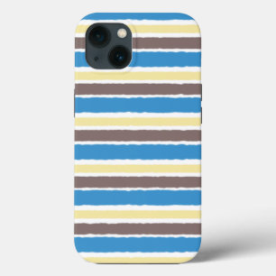 バター付きポップコーンコーヒーブラウンソニックブルーストライプズ iPhone 13ケース