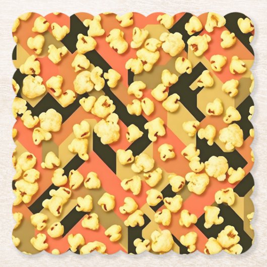 バター付きポップコーン迷彩アート コースター セット (正面)