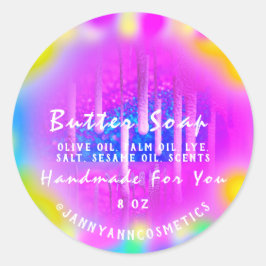 バター石鹸の化粧品。ピンクホログラフカラーセラピー ラウンドシール