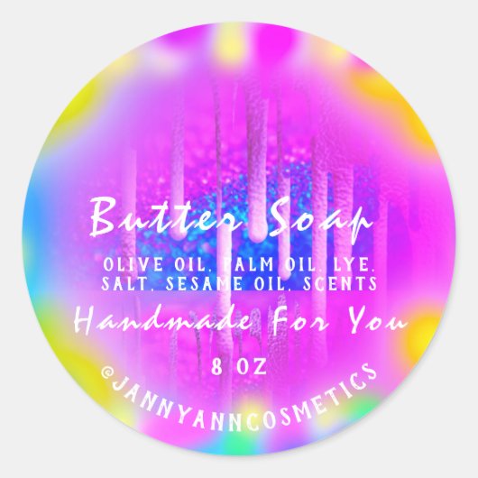 バター石鹸の化粧品。ピンクホログラフカラーセラピー ラウンドシール (正面)