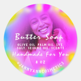 バター石鹸コスメティック写真ホログラフカラーセラピー ラウンドシール