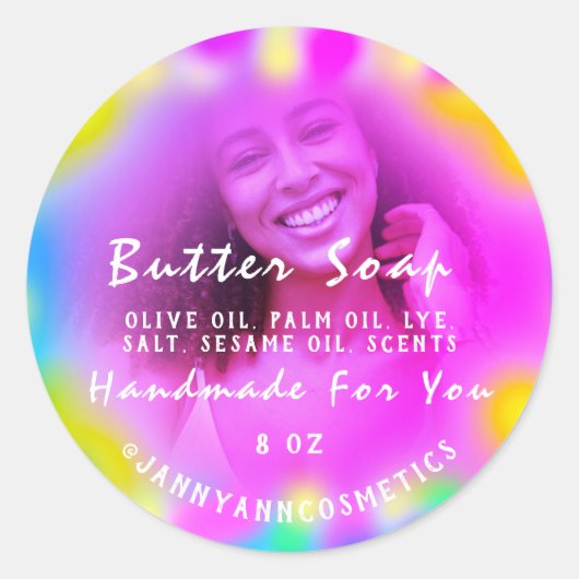 バター石鹸コスメティック写真ホログラフカラーセラピー ラウンドシール (正面)