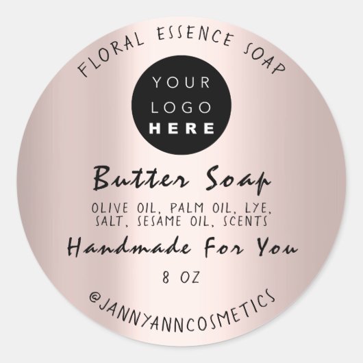 バター石鹸化粧品バラ手作りバラスクリプト ラウンドシール (正面)