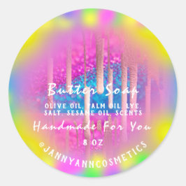 バター石鹸化粧品ピンクホログラフィードリガーリーップ ラウンドシール