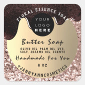 バター石鹸化粧品手作りドリップグリッターコーヒー スクエアシール (正面)