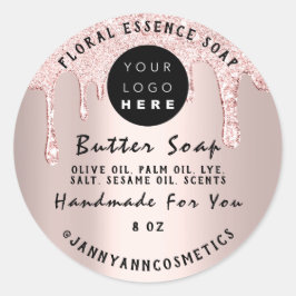 バター石鹸化粧品手作りドリップピンクローズ ラウンドシール