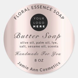 バター石鹸化粧品手作りバラロゴ ラウンドシール