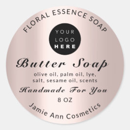 バター石鹸化粧品手作りロゴバラ ラウンドシール