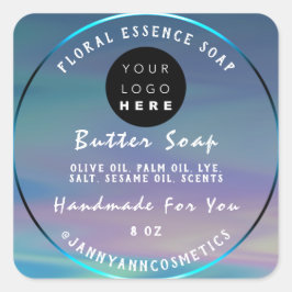 バター石鹸化粧品手作りロゴホログラフ スクエアシール
