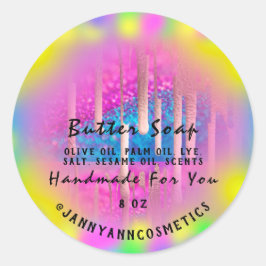 バター石鹸化粧品熱ピンクホログラフィードリップ ラウンドシール