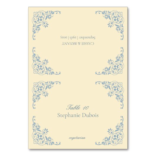 バター結婚イエローの座席表と食事の選択 テーブルナンバー (正面)