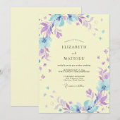 バター色のニワトコの花のペイントの結婚式 招待状 (正面/裏面)
