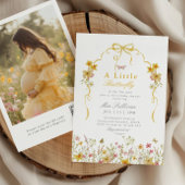 バター色の写真ワイルドフラワー黄色の赤ちゃんシャワー 招待状