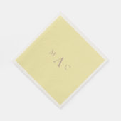 バター色イエローモノグラム結婚のカクテル スタンダードランチョンナプキン (角)