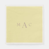 バター色イエローモノグラム結婚のカクテル スタンダードランチョンナプキン (正面)