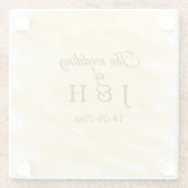 バター黄色のパステル結婚カップル名の名前のル ガラスコースター (裏面)