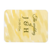 バター黄色のパステル結婚カップル名の名前のル マグネット (横)