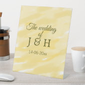 バター黄色のパステル結婚カップル名の名前のル 台座サイン (インサイチュ)