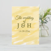 バター黄色のパステル結婚カップル名の名前のル 招待状 (スタンド正面)