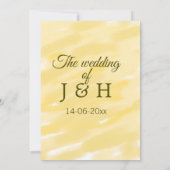 バター黄色のパステル結婚カップル名の名前のル 招待状 (裏面)