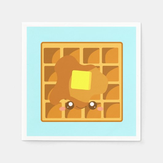 バター・シロップのかわいいワッフル スタンダードカクテルナプキン (正面)