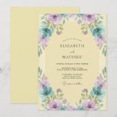 バター・ダスティライラックリースの結婚式 招待状 (正面/裏面)