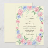 バター ペリウィンクル リース 結婚式 招待状 (正面/裏面)