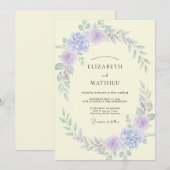 バター・ライラックリースの結婚式 招待状 (正面/裏面)