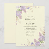 バター・ライラック・フジの結婚式 招待状 (正面/裏面)
